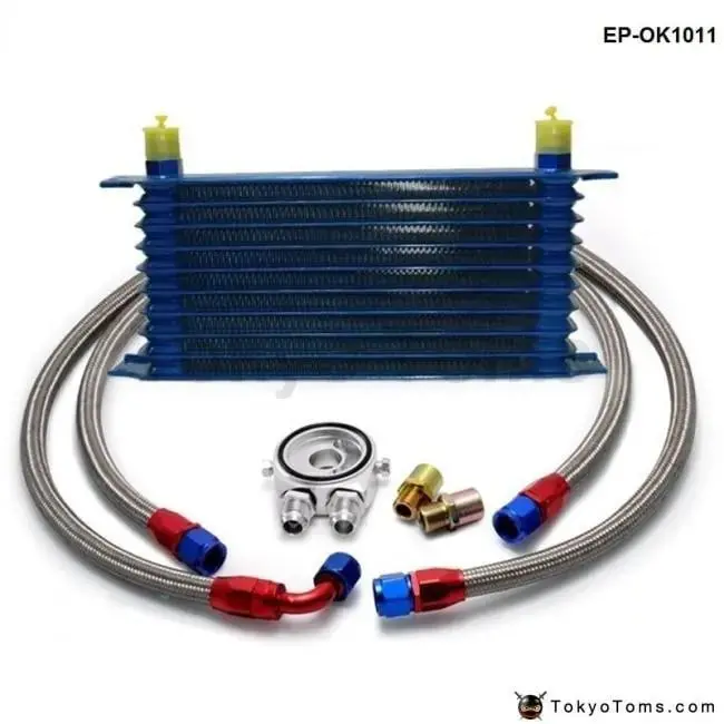 Universal 10 Rows Oil Cooler Kit M20xp1.5 3/4X16 Unf Oil Filter Fitting Adapter 1