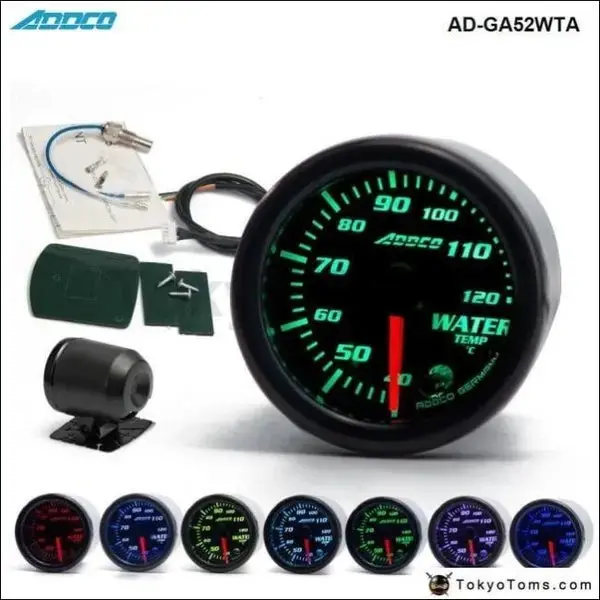 52Mm 7 Color Led Smoke Face Water Temperature Gauge 1