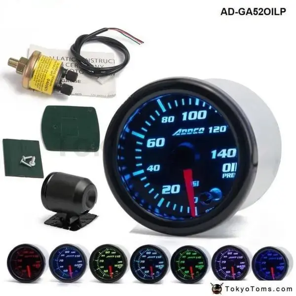 52Mm 7 Colors Universal Oil Pressure Gauge 1