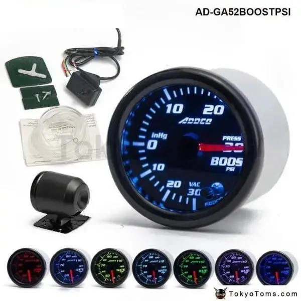 52Mm 7 Colors Universal Psi Turbo Boost Gauge 1