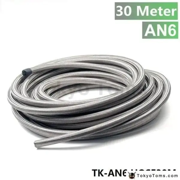 6 An An6 (Id:8.73) Braided Stainless Steel Rubber Fuel Line Oil Hose 30M 3.3Ft Tk-An6 Hose30m 1