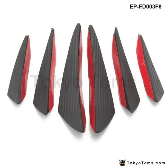 6Pcs Carbon Fiber Front Bumper Splitter Fins Body Spoiler Canards 1