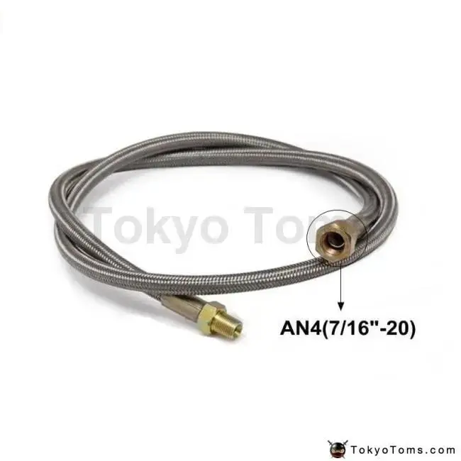 36" 4-An 1/8 Npt Oil Feed Fitting Line+17" 10 An Turbo Oil Return Drain Line Kit 2
