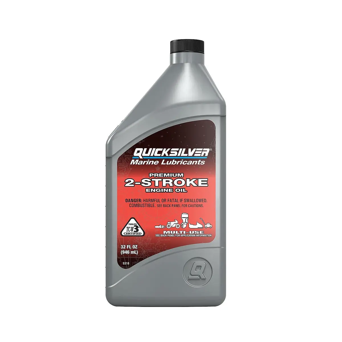 Quicksilver Premium Two-Cycle Tc-W3 Oil - Outboards, Pwc, Snowmobiles, Motorcycles And Chainsaws - 1 Qt. 1