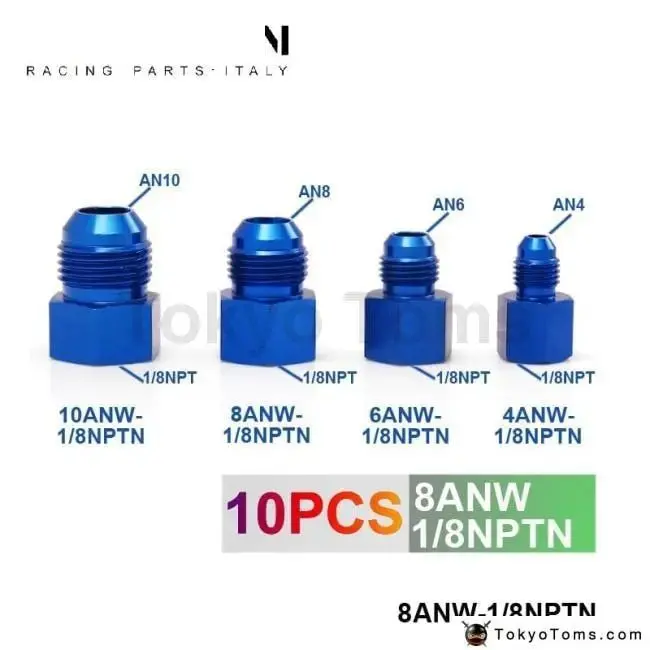 Fitting Flare Reducer Female -1/8Npt To Male -8An Blue Oil/Fuel Fitting 8Anw-1/8Nptn 1