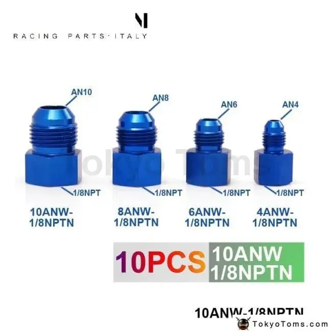 Fitting Flare Reducer Female -1/8Npt To Male -10 An Blue Oil/Fuel Fitting Adapter 10Anw-1/8Nptn 1