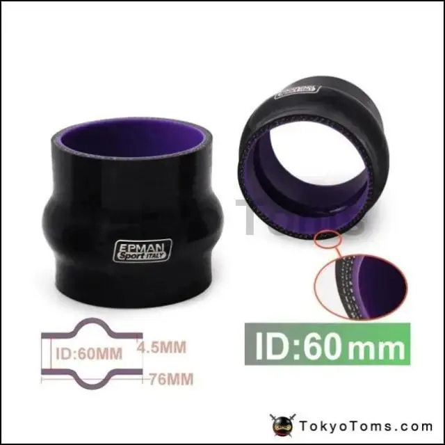 2 3/8" 60Mm Silicone Hump Coupler Hose Black Reinforced Turbo Coupling For Bmw Mini Cooper S Jcw W11 R52 R53 1