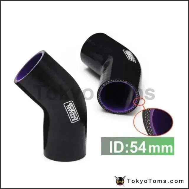 2 1/8",54Mm 45 Degree Silicone Hose Elbow Coupler Intercooler Pipe For Bmw E39 Android Turbo Black 1