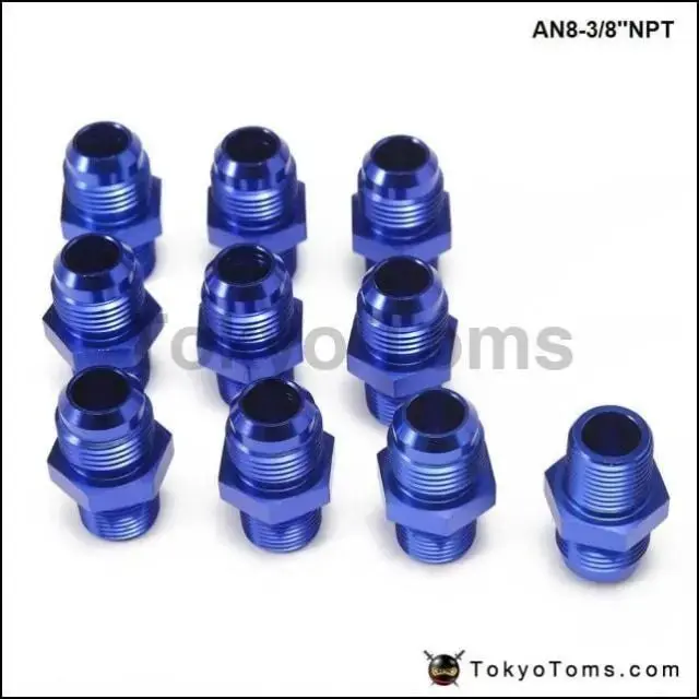 10Pcs/Lot  Straight Male Oil Cooler  Fuel Oil Hose Fitting Adapter An8-3/8''Npt 1