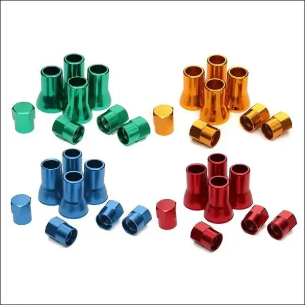 8Pcs Aluminium Alloy Valve Caps Sleeves With Hex 1