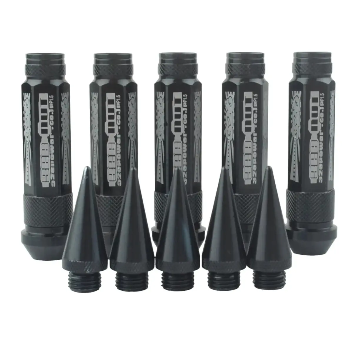 90Mm Aluminum Wheel Lug Nut With Spikes (Black) 1