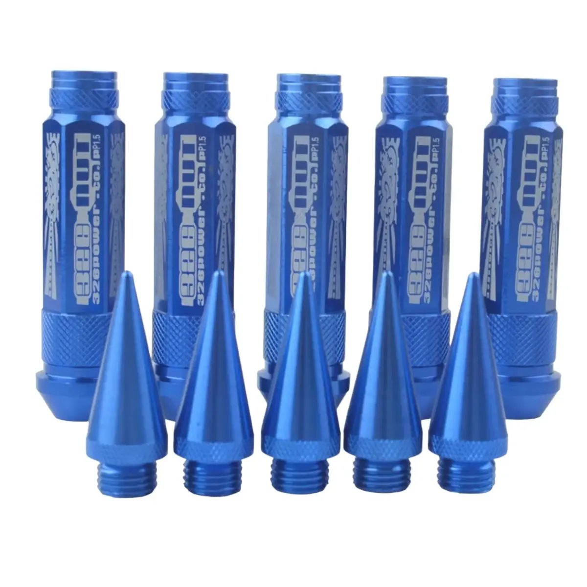 90Mm Aluminum Wheel Lug Nut With Spikes (Blue) 1