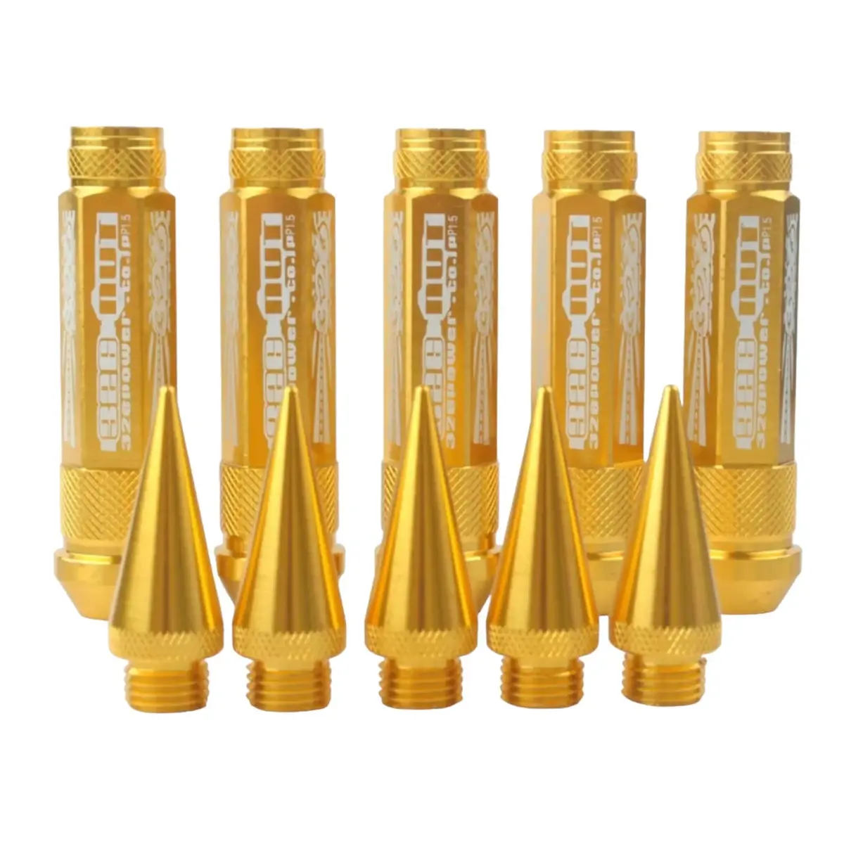 90Mm Aluminum Wheel Lug Nut With Spikes (Gold) 1