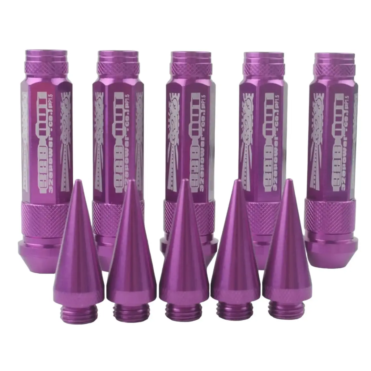 90Mm Aluminum Wheel Lug Nut With Spikes (Purple) 1