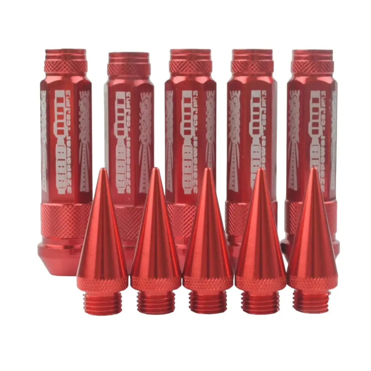 90Mm Aluminum Wheel Lug Nut With Spikes (Red) 1