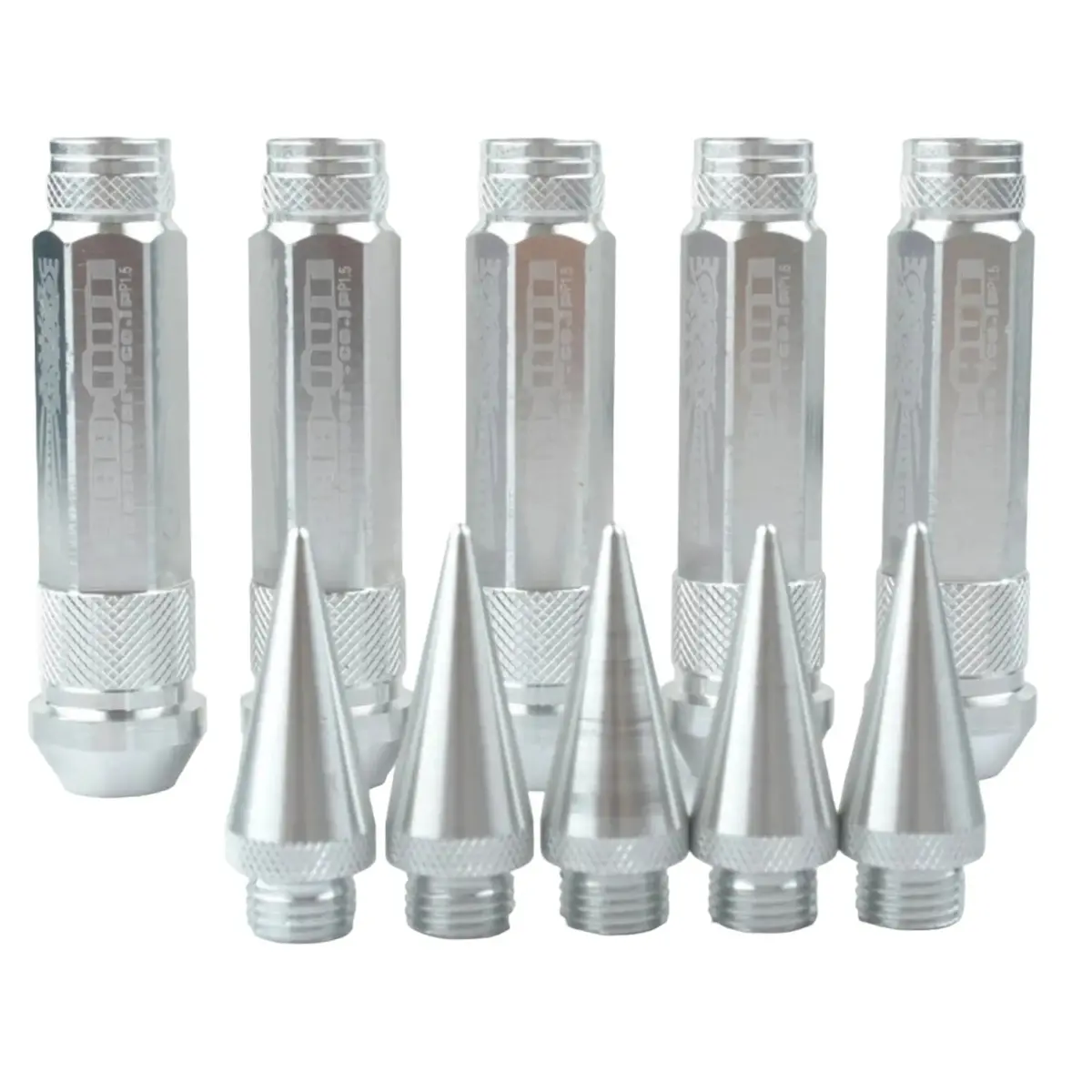 90Mm Aluminum Wheel Lug Nut With Spikes (Silver) 1