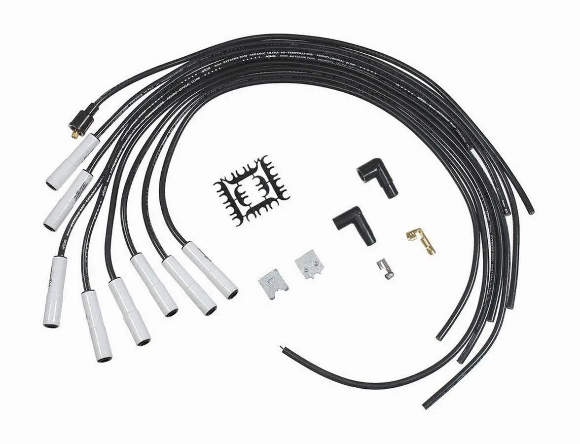 Accel Spark Plug Wires 8Mm - White Straight Boots Black Cut To Fit Wires 1