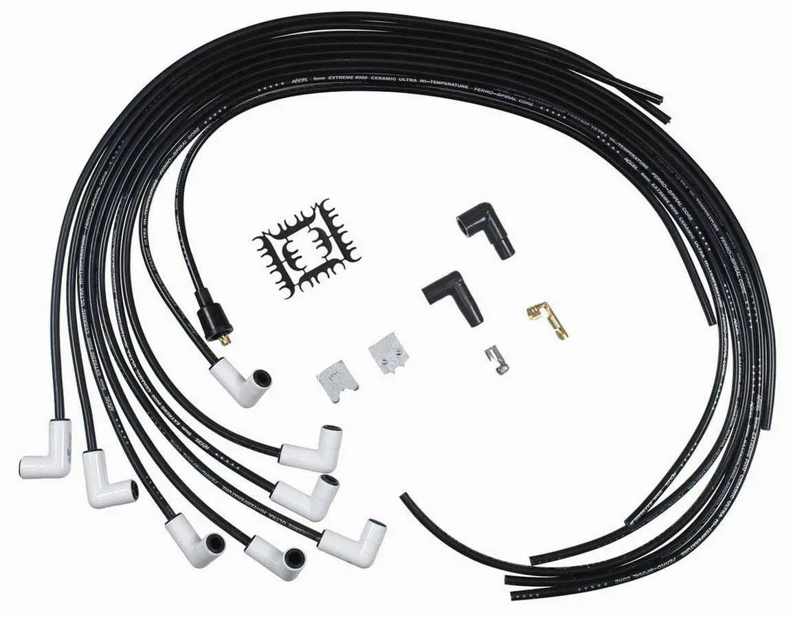 Accel Spark Plug Wires 8Mm - White 90 Degree Boots With Black Wires 1