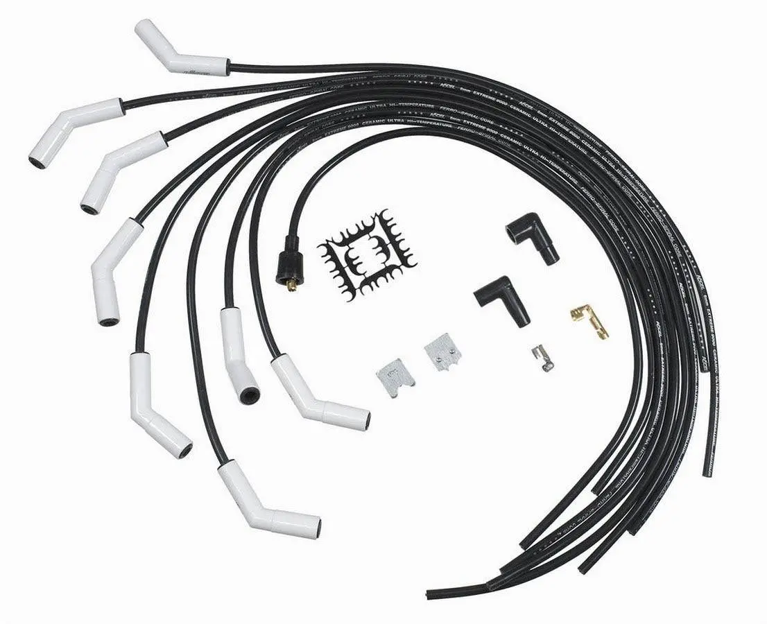 Accel Spark Plug Wires 8Mm - White 135 Degree Boots With Black Wires 1