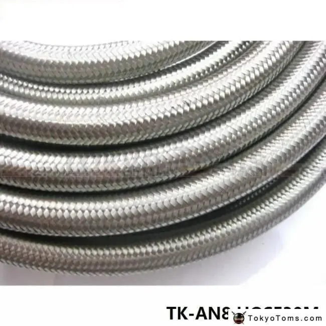 An 8 (Id:11.12Mm Od:16.28Mm ) Stainless Steel Braided Fuel Line Oil Gas Hose Each 30M 3.3Ft Tk-An8 Hose30m 2