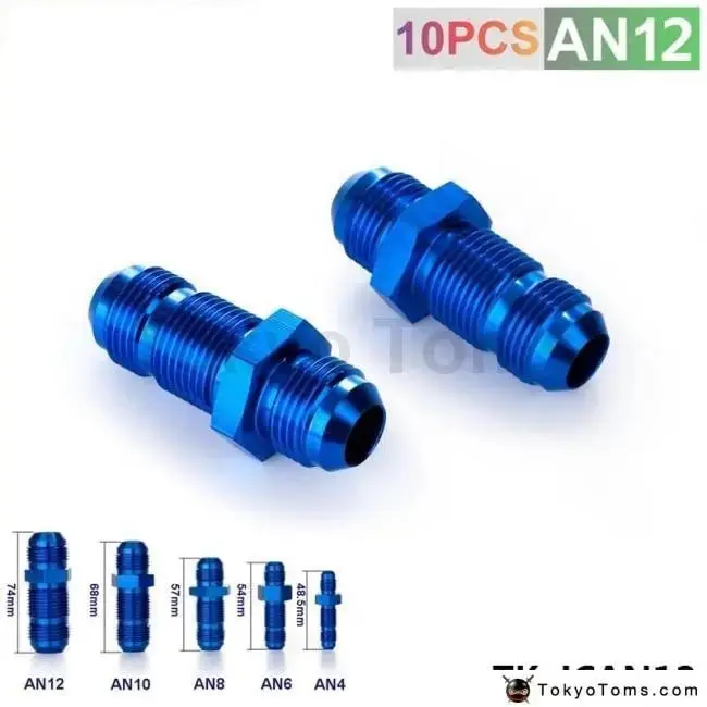 An12 An-12 Male Thread Straight Bulkhead Flare Blue Aluminum Anodized Fitting Tk-Jcan12 1