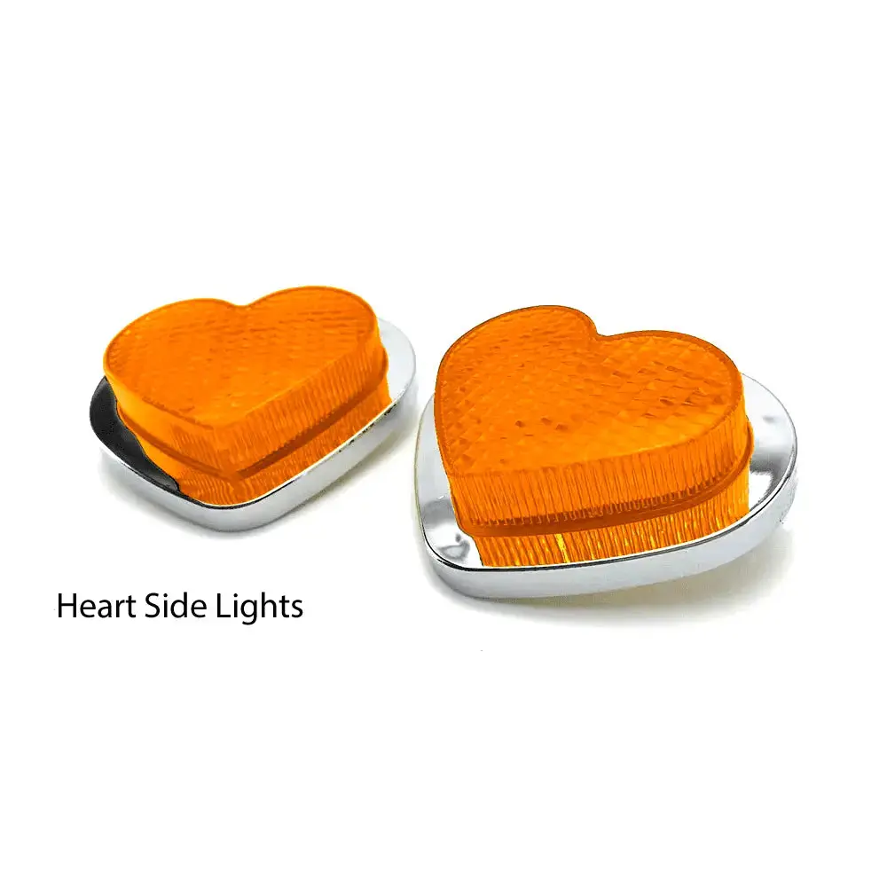 Orange / Amber Led Heart Shape Side Marker Indicators (Pair) 1