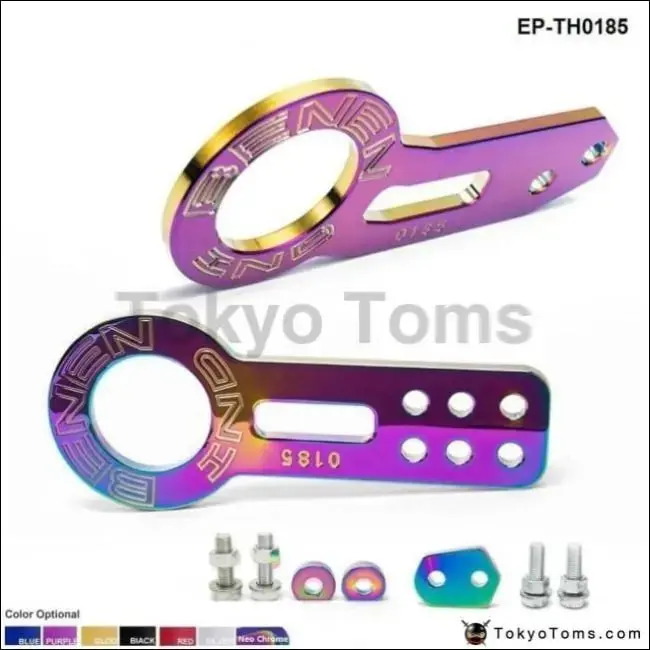 Anodized Universal Front+Rear Tow Hook Billet Aluminum Towing Kit For Jdm Racing 1