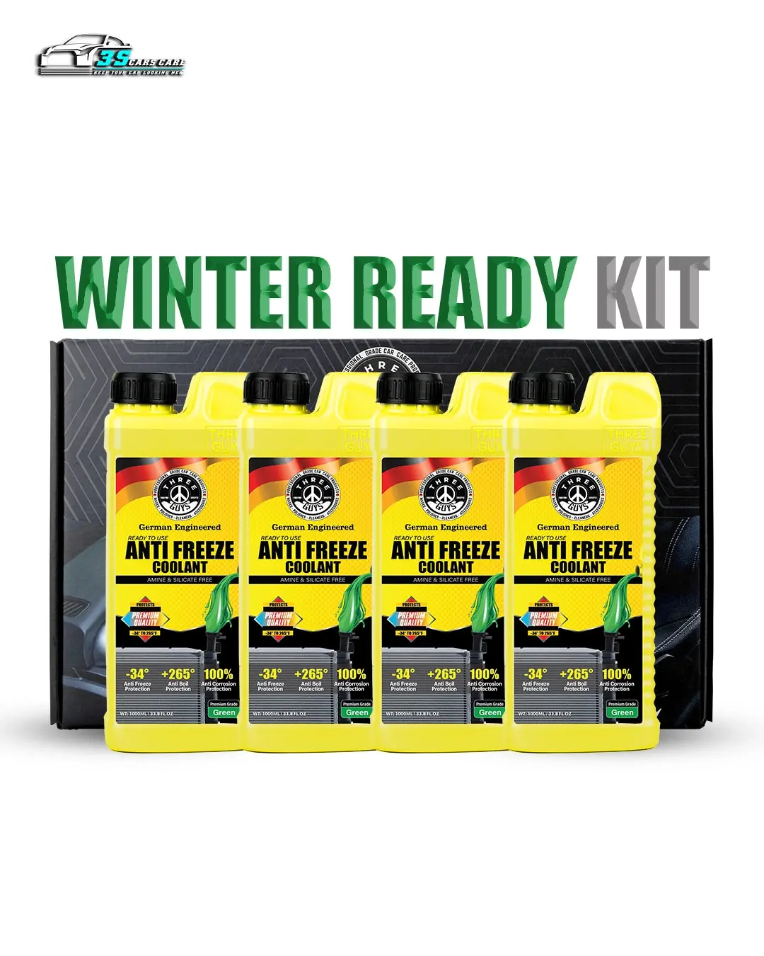 Winter Ready Kit – Premium Grade Antifreeze Coolant Pack (4 X 1000Ml) – Three Guys 1