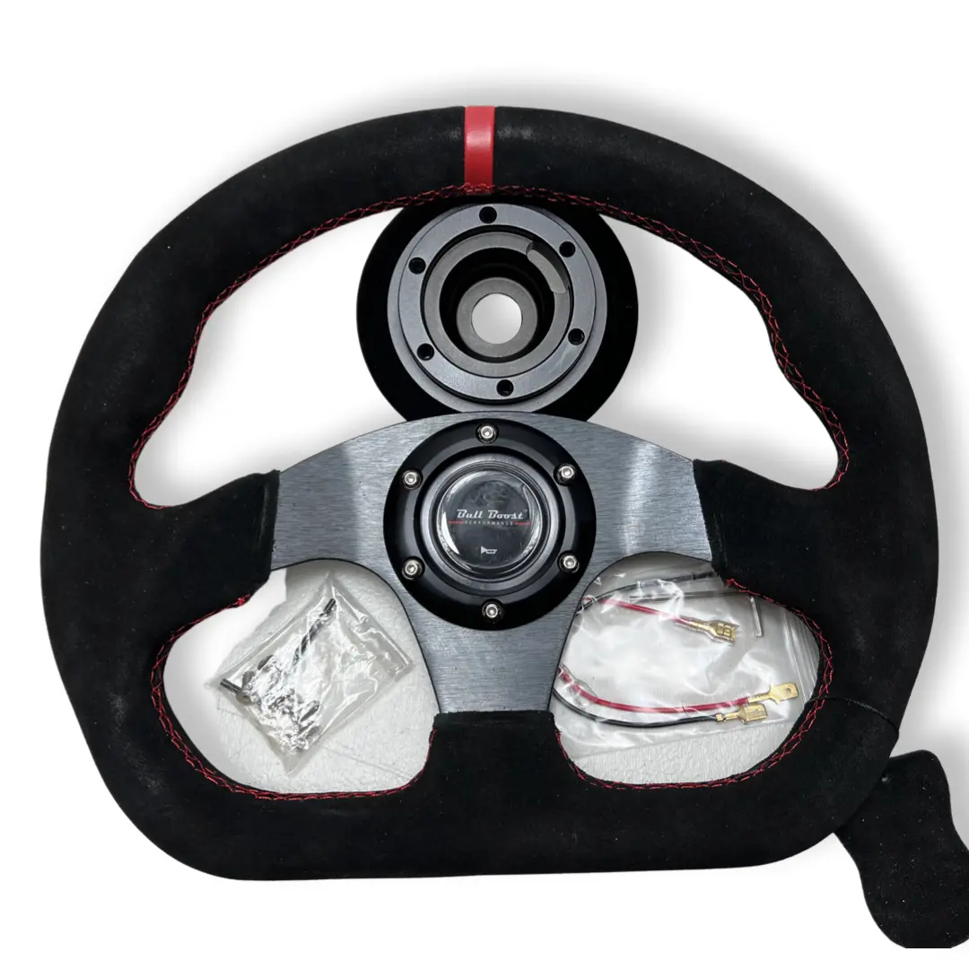 Suede Steering Wheel + Short Hub Adapter Kit For Ford F 150 350 450 1