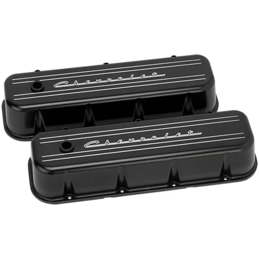 Bbc Tall Valve Cover Chevrolet Script Black 1