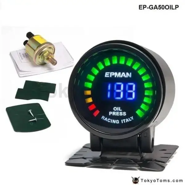 52Mm Smoked Digital Color  Psi/Bar Oil Pressure Meter Gauge 1