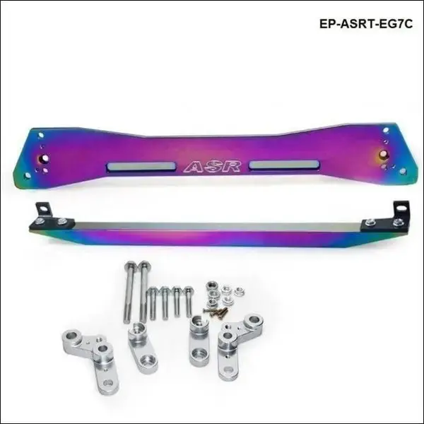 Billet Aluminum Neochrome Rear Sub-Frame Bar + Lower Tie Bar For Honda Civic 92-95 Eg 1