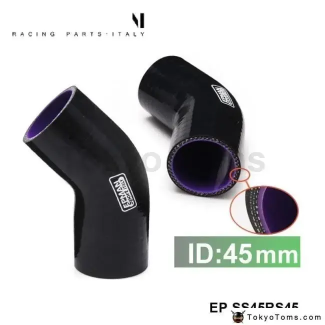 Black 1.75" 45Mm 4-Ply Silicone 45 Degree Elbow Reducer Hose For Bmw E46 1