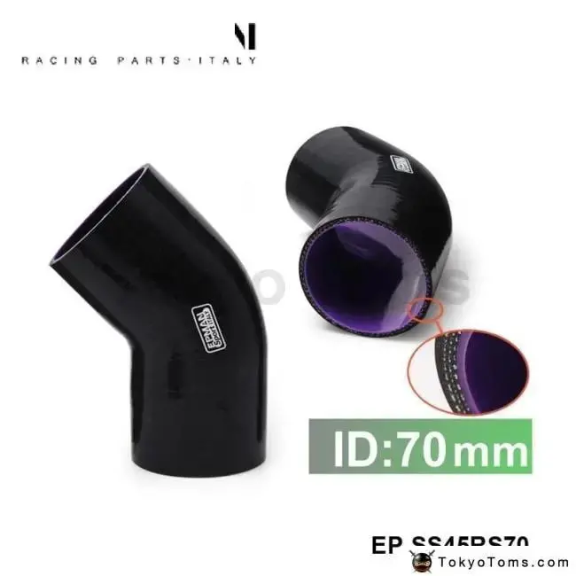 Black 2.75" 70Mm 45 Degree Elbow Silicone Hose Pipe For Bmw E34 1