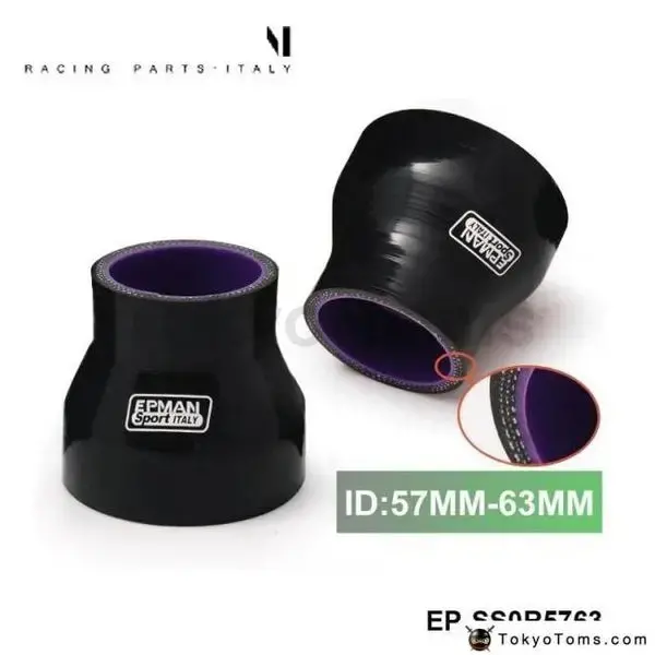Black 57Mm-63Mm Silicone Straight Reducer Hose Silicon Turbo 2.24"-2.48" For Vw Golf Gti 2.0T Fsi Turbo Mk5 1
