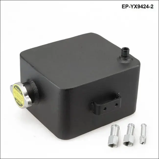 Black Aluminium Universal 2 Litre Polished Alloy Header Expansion Water Tank & Cap 2L 1
