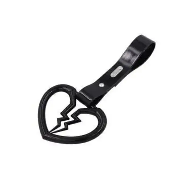 Black Broken Heart Tsurikawa Black Pvc Strap 1