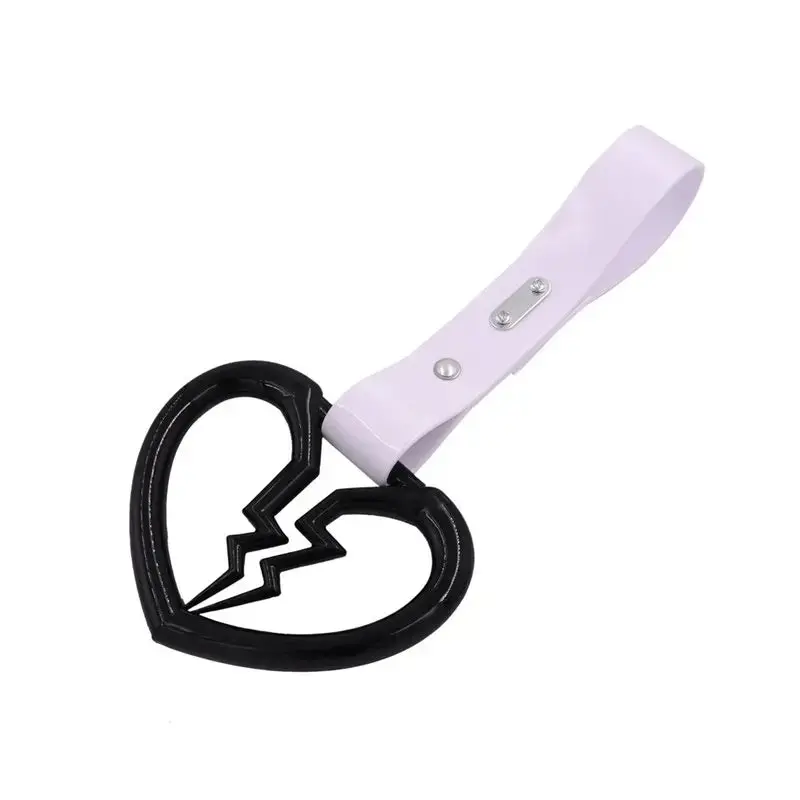 Black Broken Heart Tsurikawa White Pvc Strap 1