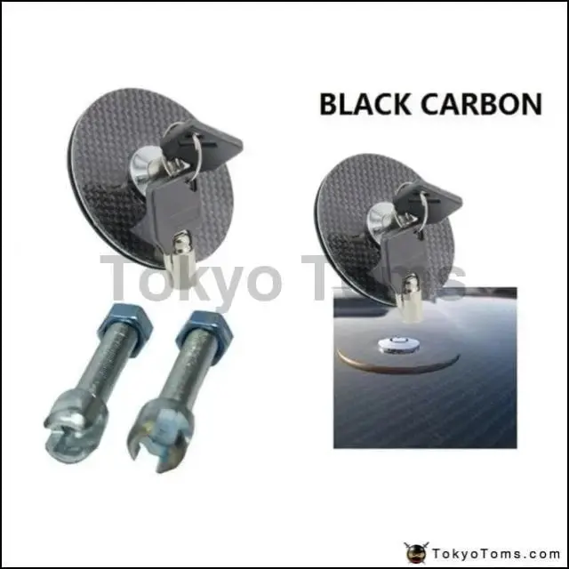Black Carbon Fiber Flush Mount Hood Pins Lock 1