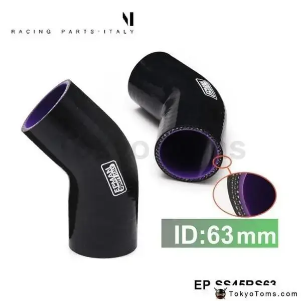 Black Silicone Hose 63Mm 45 Degree Elbow Reducer Pipe Hose For Seat 2001-2006 1
