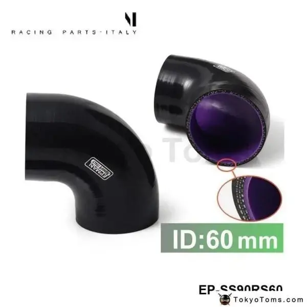 Black & Purple 2.38" 60Mm 90 Degree Elbow Silicone Hose Pipe Turbo Intake For Bmw 520I F10 1