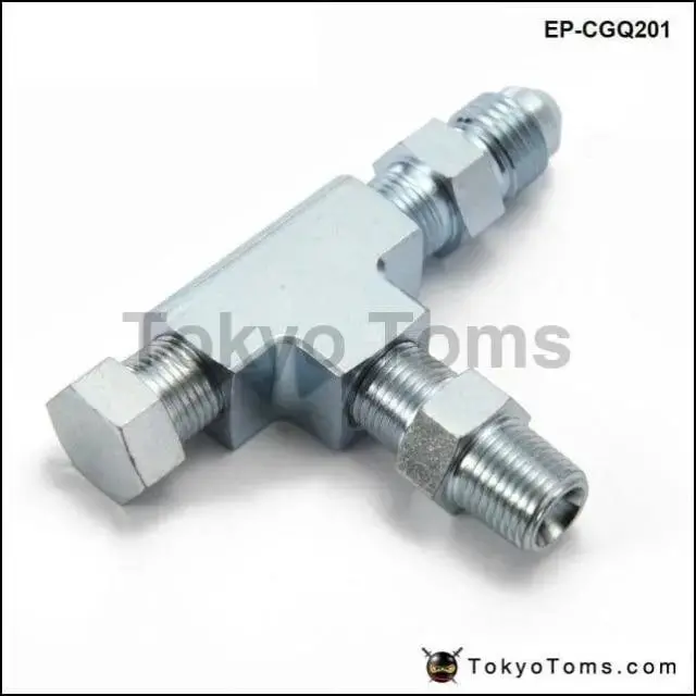 1/8Npt To 4An Turbo Adapter Tee Fitting W/ Block Oil Feed Pressure Sensor 1
