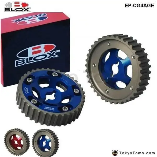 Blox 2Pcs Slide Adjustable Cam Gear Pulley Cam Pulley Set For Toyota All Models 84-89 4Age Inlet And Exhaust 1