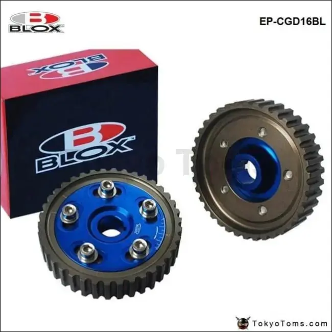 Blox Racing 2Pcs Adjustable Cam Gear Pulley Cam Pulley Set For Honda Civic Integra D16a Sohc 96-00 Inlet And Exhaust 1