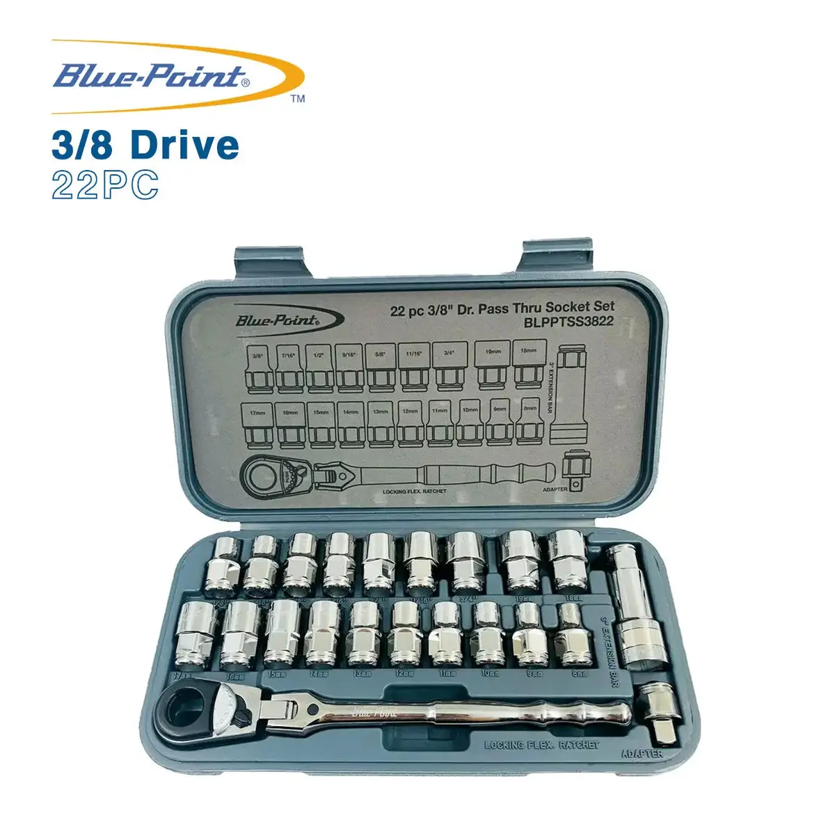 Blue Point 22 Pc 3/8 Drive Pass Thru Socket Set Blpptss3822 1