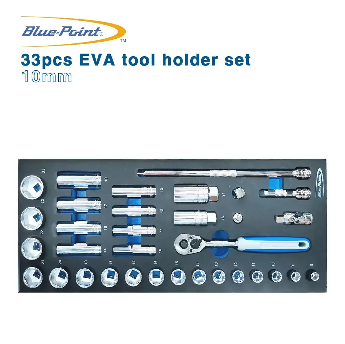 Blue Point Eva Tool Holder Set - 10Mm Series Metric Sockets 33Pcs  Blpeva2 1