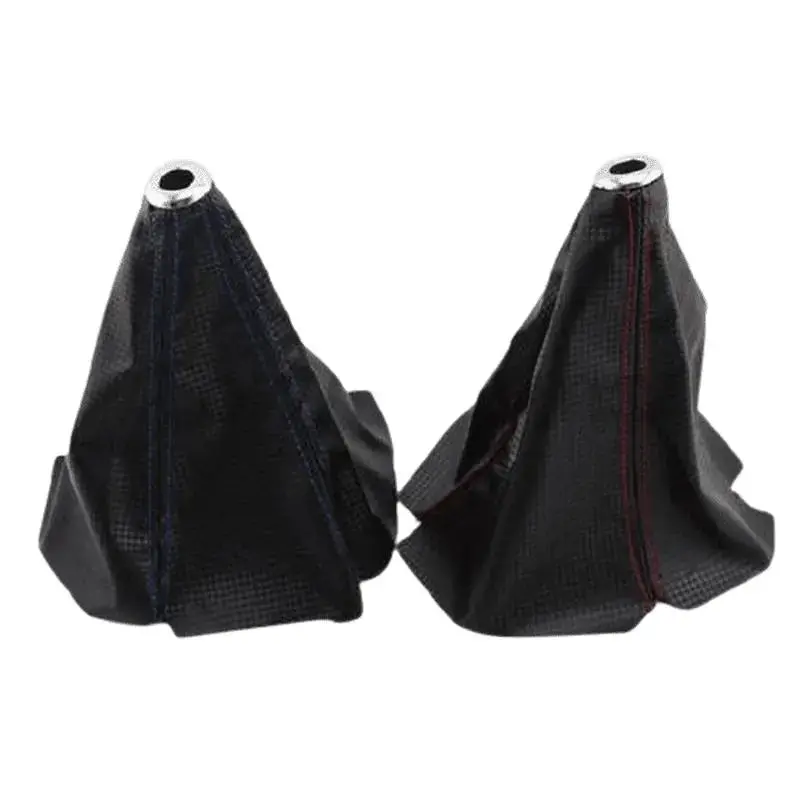 Universal Carbon Fiber Style Shift Boot Cover With Red/Blue Stitching 1
