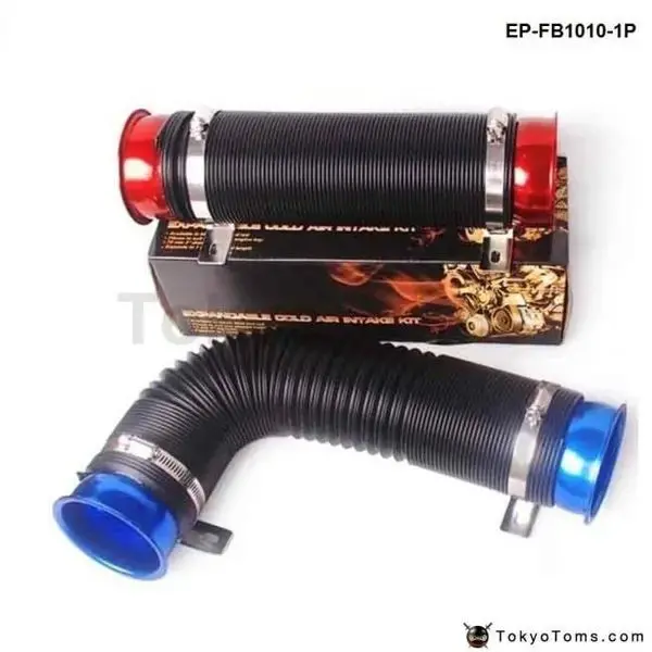 Blue Universal 76Mm Air Intake Induction Kit Flexible Cold Feed Duct Pipe 100Cm For Vw Golf Mk6 Gti 2.0 1