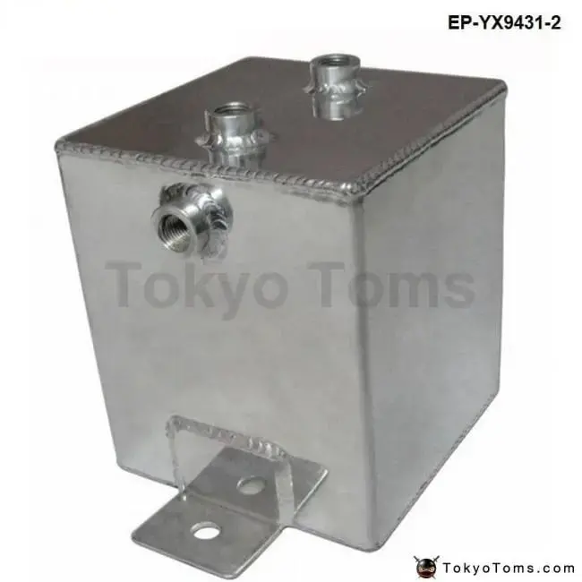 Universal Polished Alloy Aluminum 2L Fuel Water Oil Surge An6 Fittings / Breather Tank 1