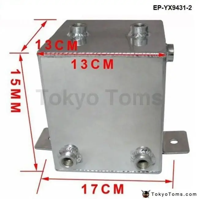 Universal Polished Alloy Aluminum 2L Fuel Water Oil Surge An6 Fittings / Breather Tank 2
